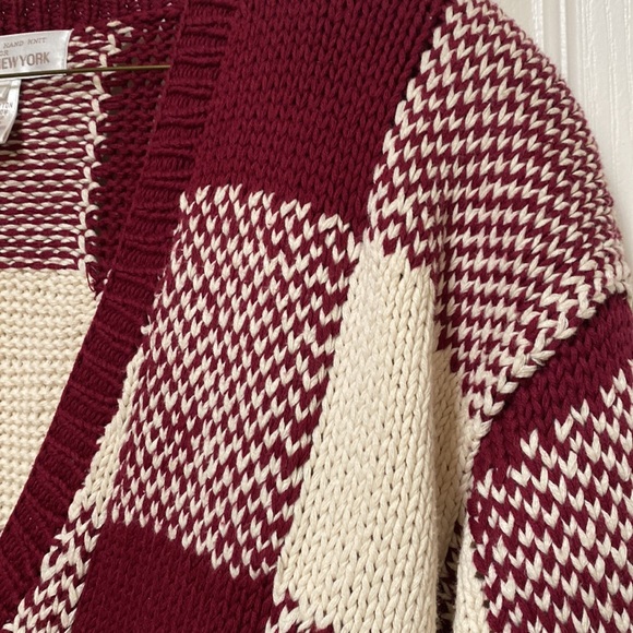 Drop shoulders oversized button down plaid cardigan - Picture 2 of 6